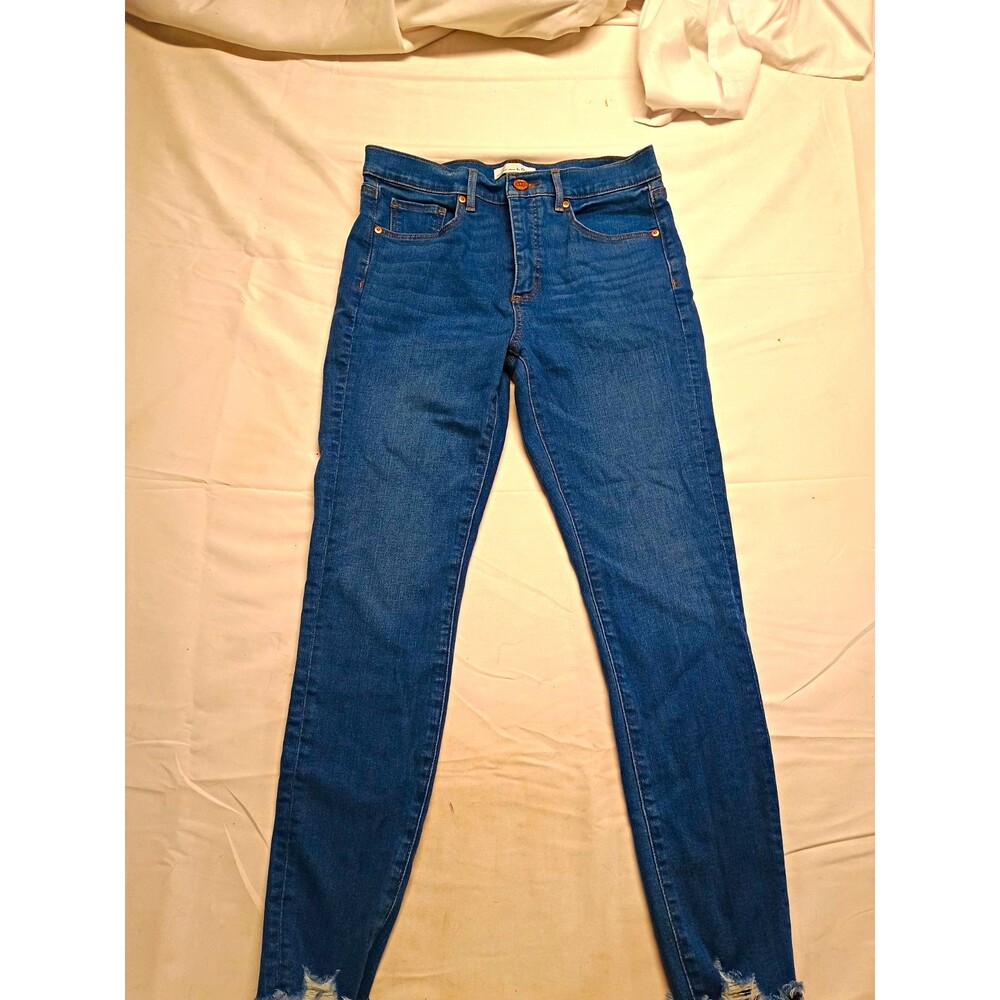 LOFT Slim Pockets Women's Skinny Jeans Size 8/29 Blue Raw Frayed Hem Crop